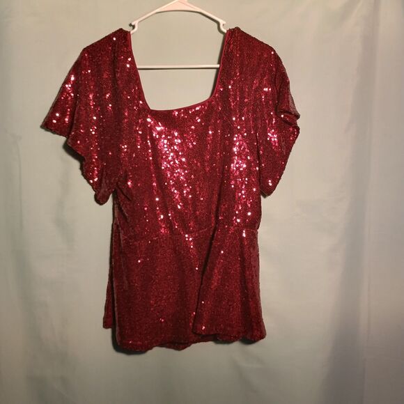 Lane Bryant Sparkling Red Sequin Top - Picture 4 of 4